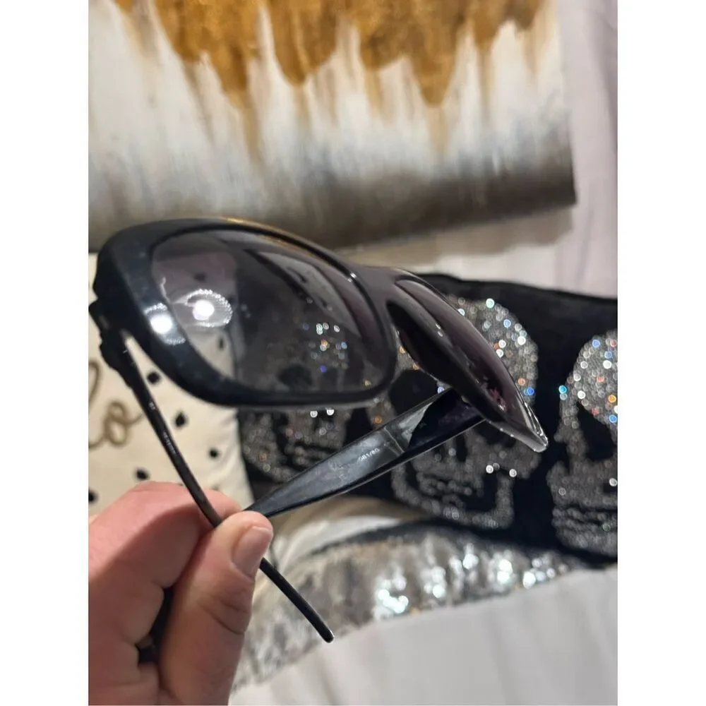 VERSACE vintage sunglasses rare wrap black square frame shield mask oversized